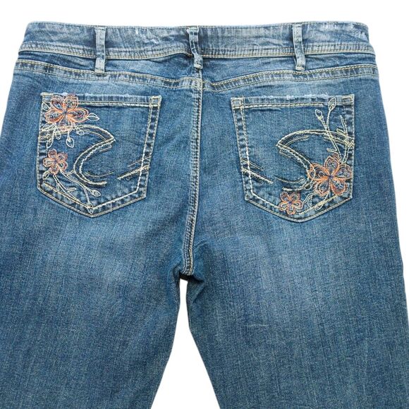 Silver Elyse Ankle Slim Womens Jeans 33x27 Floral Embroidered Back Pockets - Picture 6 of 12